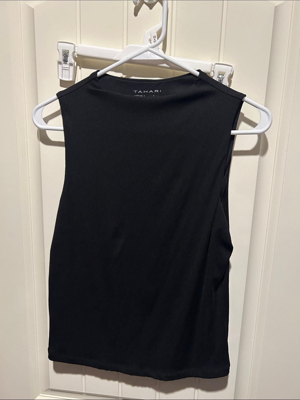 Tahari Black Ribbed Sleeveless Tank